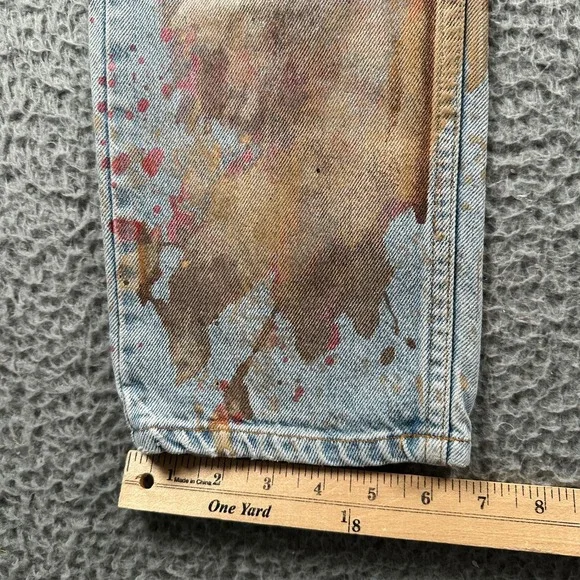 Levis 505 Jeans Mens‎ 28 x 30 Orange Tab Paint Splatter Distressed Vintage 90's